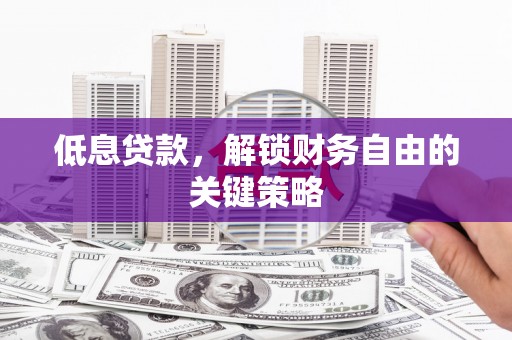内丘低息贷款，解锁财务自由的关键策略