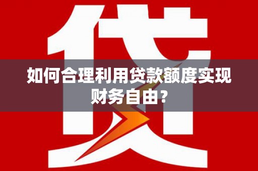 大丰如何合理利用贷款额度实现财务自由？