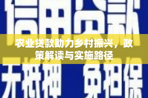 洛浦农业贷款助力乡村振兴，政策解读与实施路径