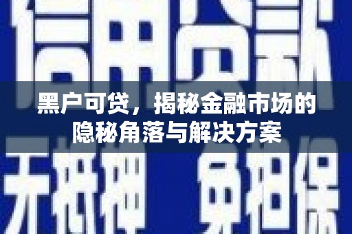 界首黑户可贷，揭秘金融市场的隐秘角落与解决方案