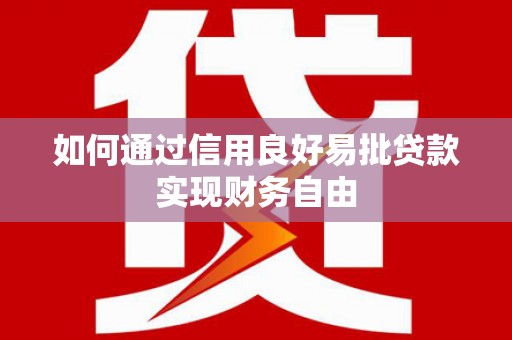 红寺堡如何通过信用良好易批贷款实现财务自由