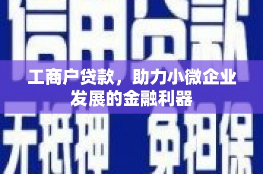景洪工商户贷款，助力小微企业发展的金融利器