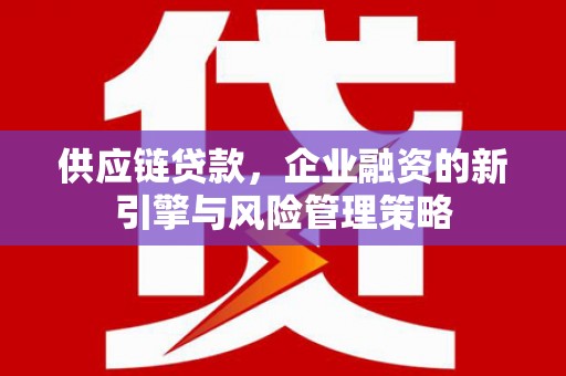 武陵源供应链贷款，企业融资的新引擎与风险管理策略