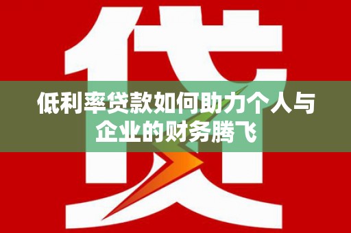 长海低利率贷款如何助力个人与企业的财务腾飞