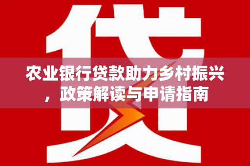 长海农业银行贷款助力乡村振兴，政策解读与申请指南