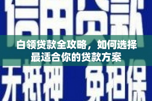 市中区白领贷款全攻略，如何选择最适合你的贷款方案